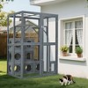Catio Outdoor Cat Enclosure with Double Doors, Grey Weatherproof Pine Wood Cat House with Climbing Shelves & 7 Modular Play Boxes - Nertpow - 3 of 4