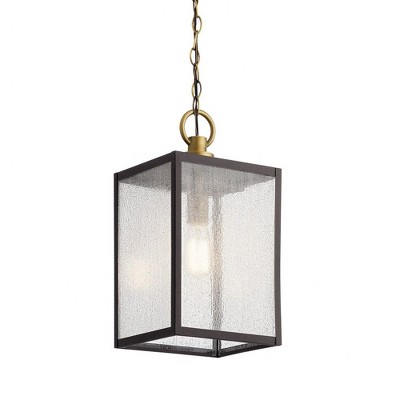Lahden 9" Distressed Bronze Outdoor Pendant with Clear Glass