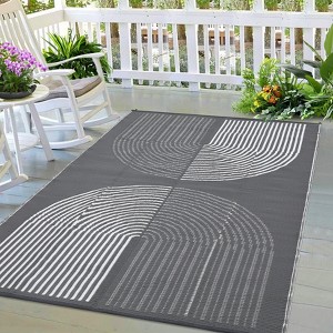 Outdoor Rug Waterproof Plastic Straw Rug for Patio, UV Resistant Reversible Floor Carpet Outside Portable RV Camping Pat for Balcony, Porch, Backyard - 1 of 4
