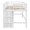 PAGED Simple Wooden Loft Bed Bunk Bed, Twin Size Bed Frame with Storage Drawers, Cabinet, Shelves and Guardrail for Kids, Teens - 3 of 4