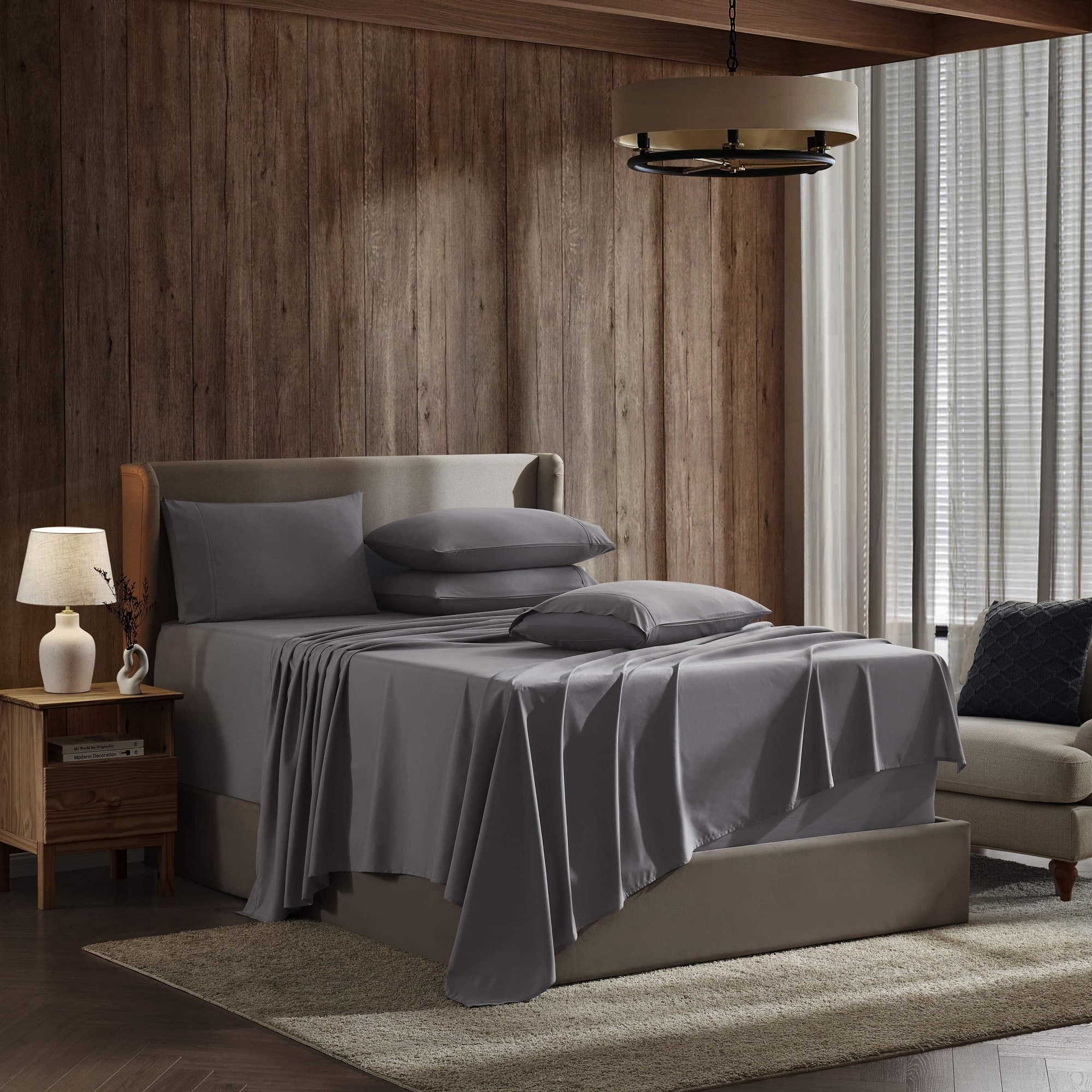 Nestl Extra Deep Pocket 6 Piece Sheet Sets, Full Size Sheets & Pillowcases - Dark Gray