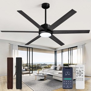 Ludomide 60" Modern Ceiling Fans With Lights And Remote & APP Control, Black Industrial Chandelier Dimmable LED Ceiling Fan Light - 1 of 4