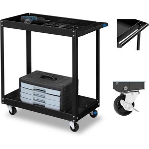 Karl Home 2 Tier Rolling Tool Cart in Black - 1 of 4
