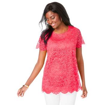 Jessica London Women's Plus Size Lace Tunic, 12 - French Blue : Target
