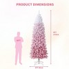 Pre-Lit Snow Flocked Pencil Christmas Tree, Gradient Lights, Foldable Metal Base, Lighted Holiday Decor - 2 of 4