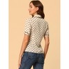 Allegra K Women's Polka Dots Peter Pan Collar Tie Neck Short Sleeve Shirt - 3 of 4