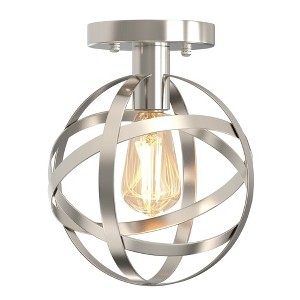 YANSUN 7.87 in. Brushed Nickel Globe Ceiling Light Fixture, Vintage Semi-Flush Mount Ceiling Light for Hallway Stairway Porch - 1 of 1