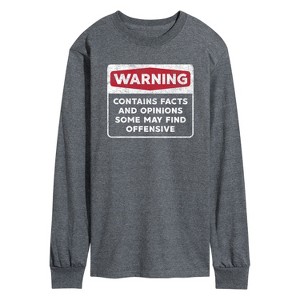 Men's - Instant Message - Warning Contains Facts And Opinions Long Sleeve Graphic T-Shirt - 1 of 4
