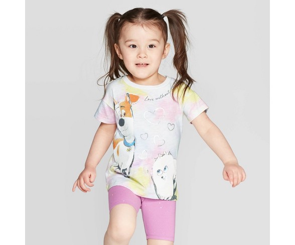 Toddler Girls' The Secret Life of Pets Gidget and Max Short Sleeve T-Shirt - 2T