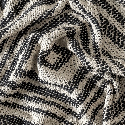 Luxurious Gray Cotton Geometric Tassel Area Rug 5' x 8'