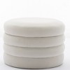 Alilang 24.41 inch Round Velvet Ottoman with Layered Design-White - 2 of 4