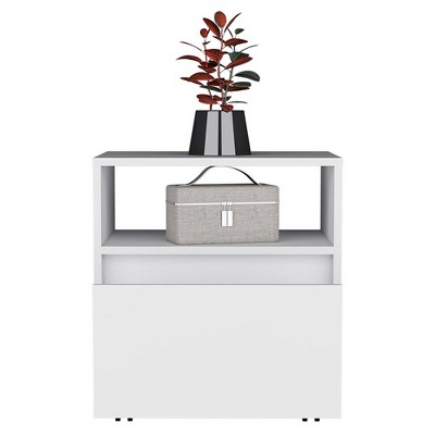 NicBex Nightstand with Drawer and Open Storage Shelf Modern Side End Table with Wheels for Bedroom,Living Room