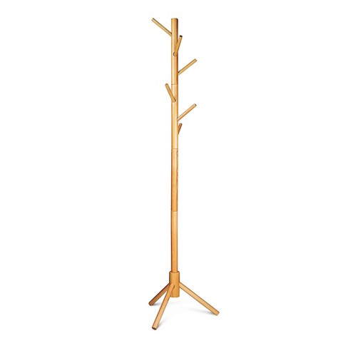 OSTO Multi-Purpose Wooden Freestanding Coat Rack with 6 Hooks and 3 Adjustable Sizes; No Tools Required - image 1 of 4