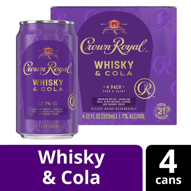 Crown Royal Whisky &#38; Cola Cocktail - 4pk/12 fl oz Cans, 1 of 7