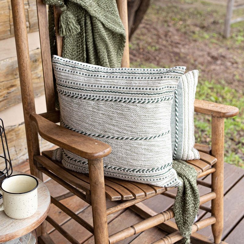 18x18" Hand Woven Stripe Green Outdoor Pillow Polyester With Polyester Fill by Foreside Home & Garden, 3 of 8