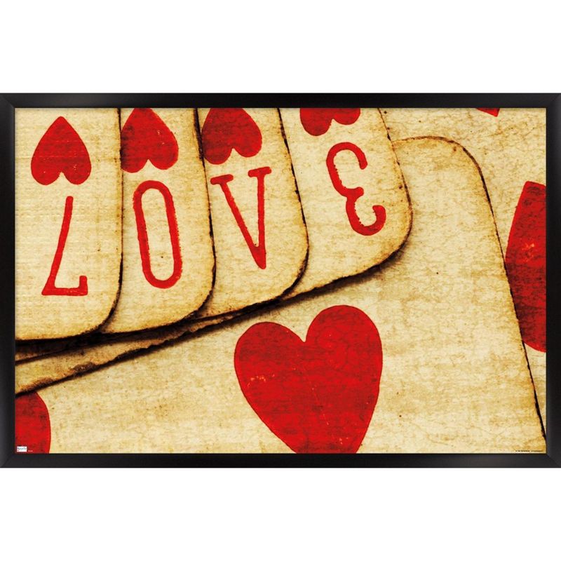 Trends International Tom Quartermaine - Playing Cards with Love Framed Wall Poster Prints, 1 of 7