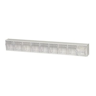 Quantum Storage Systems Tip Out Bin, (9) Compartment, Handle With Label Slot, Opens To A 45° Angle,