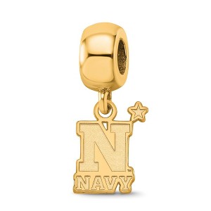 Black Bow Jewelry 14k Yellow Gold Plated Sterling Silver Navy Midshipmen NCAA Bead Charm - 1 of 4