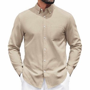 COOFANDY Mens Long Sleeve Button Down Shirt Casual Untucked Shirts for Men Oxford Dress Shirts - 1 of 4