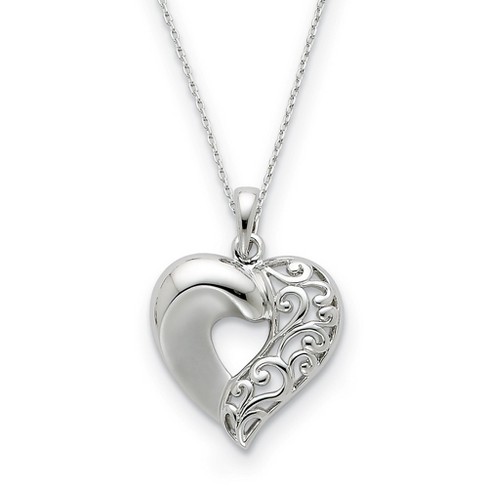 Black Bow Jewelry Rhodium Plated Sterling Silver Close To My Heart Necklace, 18 Inch - image 1 of 4