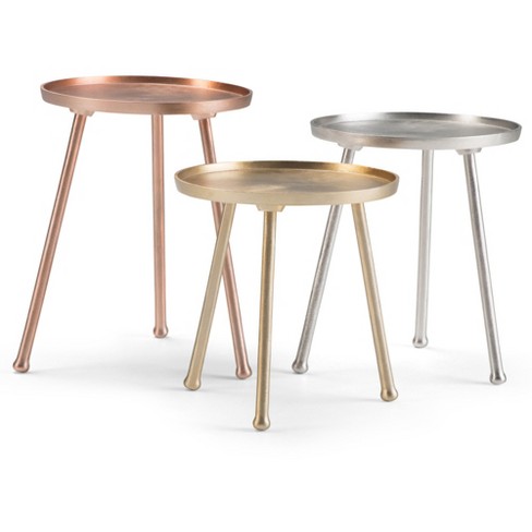 3pc 15 Hardy Metal Table Set Brass Silver Copper Wyndenhall Target
