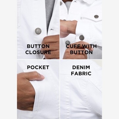 CULTURA Men's Saddle Stitch Color Denim Jacket With Flap Pocket in WHITE Size S — фото 7