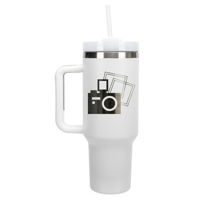 Elanze Designs Vintage Polaroid Camera Photography 40 oz. Stainless Steel, Large Water Bottle Coffee Mug, Spill & Leak Resistant, Thermal Travel
