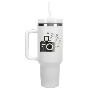 Elanze Designs Vintage Polaroid Camera Photography 40 oz. Stainless Steel, Large Water Bottle Coffee Mug, Spill & Leak Resistant, Thermal Travel - 1 of 1