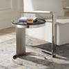 Studio 55D Modern Satin Pleated Accent Side End Table 21 3/4" Wide Silver Frame Black Tempered Glass Tabletop for Living Room - 2 of 4