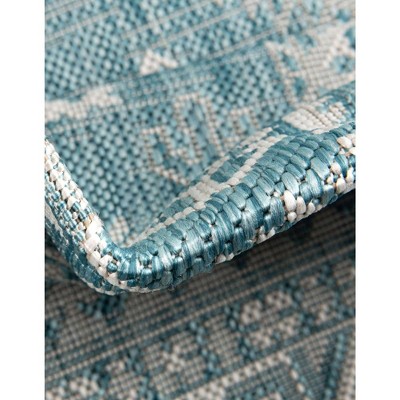 Aqua Medallion Easy-Care Outdoor 7x10 Synthetic Rug