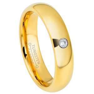 Jewelry Avalanche 5mm Dome Gold Tungsten Diamond Wedding Band Men Women - 1 of 4