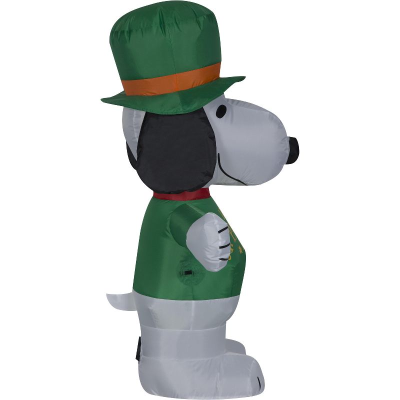 Peanuts Airblown Inflatable St. Patrick's Day Snoopy, 3.5 ft Tall, White, 3 of 6
