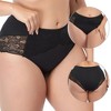 Agnes Orinda Women's 3-Pack Lace Trim High-Rise Solid Brief Stretchy Underwear - 2 of 4