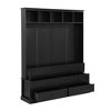 Akoasm 74 in. H Retro Wooden 3-in-1 Coat Rack with 5 Hooks and 2 Drawers For Mudroom & Living Room-Black - 4 of 4