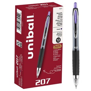 uni-ball uniball 207 Retractable Gel Pens Medium Point 0.7mm Purple Ink Dozen (70221) - 1 of 4