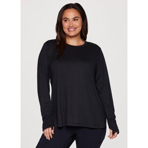 RBX Active Women's Buttery Soft Stretch Jersey Crewneck Long Sleeve Tunic Top with Thumbholes - 1 of 4