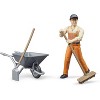 Bruder bworld Municipal Worker with Hat, Wheelbarrow, and Shovel - image 3 of 4