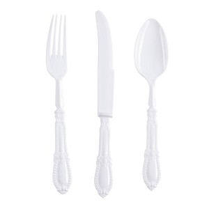 Smarty Had A Party White Baroque Plastic Cutlery Set - 480 Sets - 1 of 4
