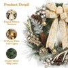 24 Inch Christmas Wreath with Timer, Pre-Lit Xmas Wreath with 20 Antlers Bowknot Pine Cones Balls, Wreath for Front Door Indoor Outdoor - 3 of 4