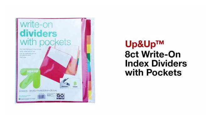 8ct Write-On Index Dividers with Pockets - up &#38; up&#8482;, 2 of 5, play video