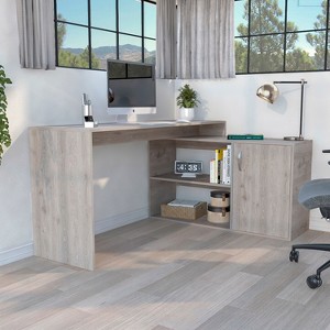 CAVINAS Home Office Desk Morden L-Shaped Writing Desk with 2 Shelves and Storage Cabinet for Office, Study - 1 of 4