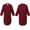 ADR Men's Nightshirt, Soft Cotton Flannel Men's Sleep Shirt, Long Henley Night Shirt Pajama - 3 of 4