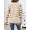 Coolmee Women's Striped Sweater V Neck Long Sleeve Loose Sweater Knit Pullover Jumper Tops - 4 of 4
