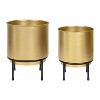 Kate and Laurel Ilena Round Metal Freestanding Planter, 2 Piece, Gold - 2 of 4