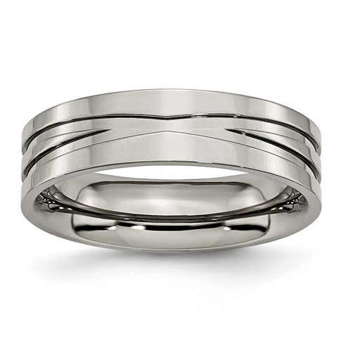 Black Bow Jewelry Titanium 6mm Grooved And Polished Comfort Fit Band - image 1 of 4