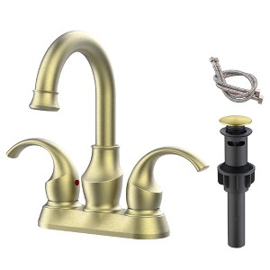 LOVMOR Bathroom Faucet 2-Handle Brushed Gold with 360 Degree Rotating Spout - 1 of 4
