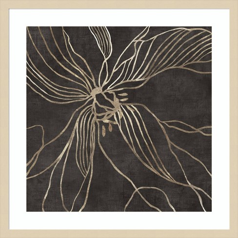 Amanti Art Lines Of Gold Floral Ii By Asia Jensen Wood Framed Wall Art ...