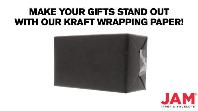 JAM PAPER Black Kraft Gift Wrapping Paper Roll - 2 packs of 25 Sq. Ft., 2 of 6, play video