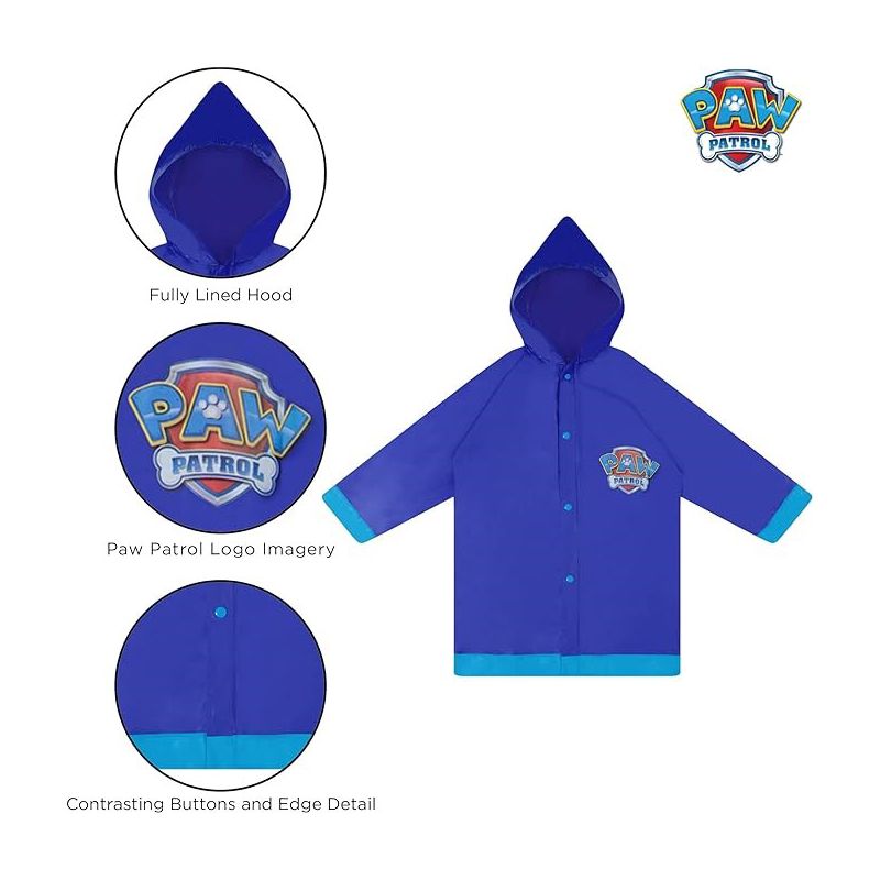 Paw Patrol Raincoat and Umbrella Set, Kids Ages 2-7 (Dark Blue), 4 of 7