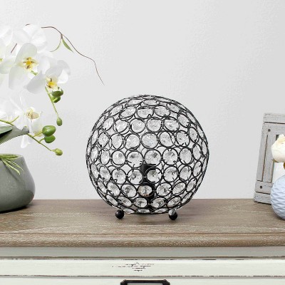 8" Elipse Medium Contemporary Metal Crystal Round Orb Table Lamp - Lalia Home